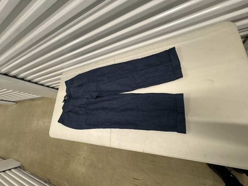 Louis Raphael Rosso Men's Navy Linen-Blend Dress Trousers Size 34x32